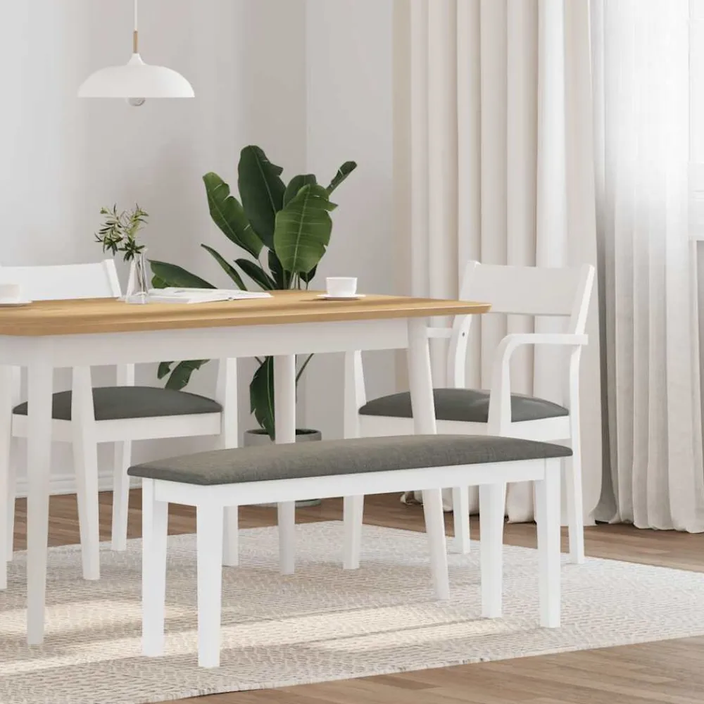 vidaXL Bancos-Banco 110 cm madera maciza caucho blanco
