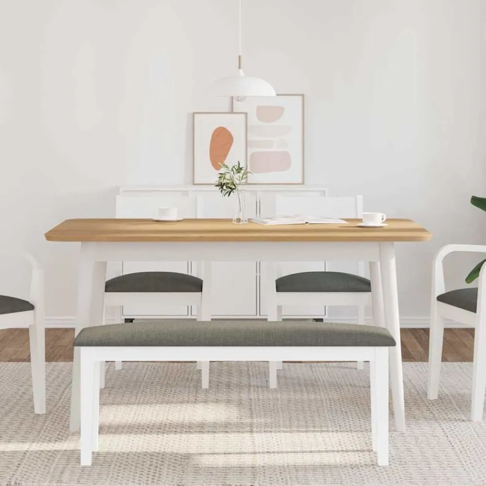 vidaXL Bancos-Banco 110 cm madera maciza caucho blanco