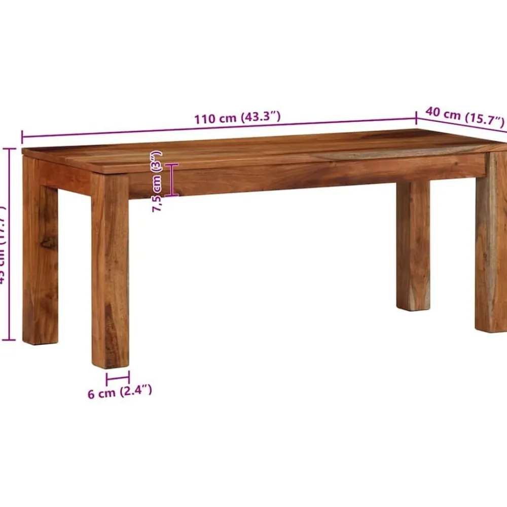 vidaXL Bancos-Banco 110 cm madera maciza acacia