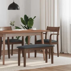 vidaXL Banco 90 cm Madera Maciza Marrón Caucho Marr&oacute;n y oscuro Sale