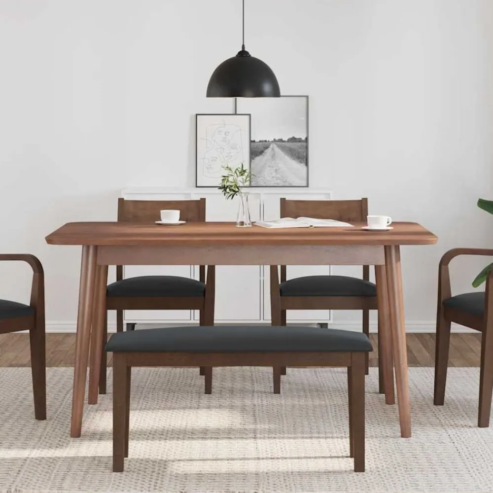 vidaXL Banco 90 cm Madera Maciza Marrón Caucho Marrón y oscuro Sale