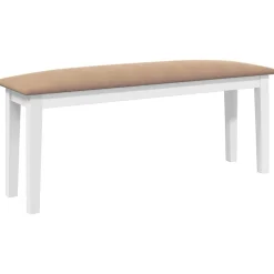 vidaXL Banco 110 cm madera maciza caucho blanco Blanco y marr&oacute;n Online