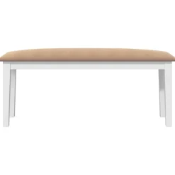 vidaXL Banco 110 cm madera maciza caucho blanco Blanco y marrón Online
