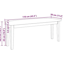 vidaXL Banco 110 cm madera maciza caucho blanco Blanco y marrón Online