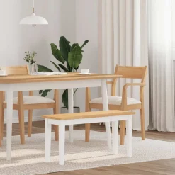 vidaXL Bancos-Banco 90 cm madera maciza caucho blanco