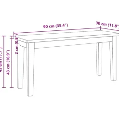 vidaXL Bancos-Banco 90 cm madera maciza caucho blanco