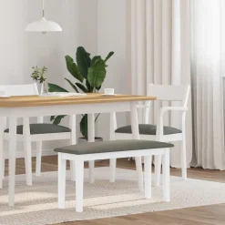 vidaXL Bancos-Banco 90 cm madera maciza caucho blanco