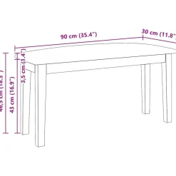 vidaXL Bancos-Banco 90 cm madera maciza caucho blanco
