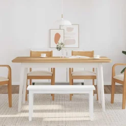 vidaXL Bancos-Banco 90 cm madera maciza caucho blanco