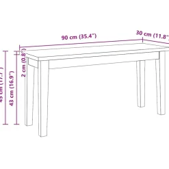 vidaXL Bancos-Banco 90 cm madera maciza caucho blanco