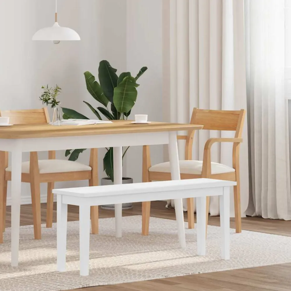 vidaXL Banco 110 cm madera maciza caucho Blanco Best
