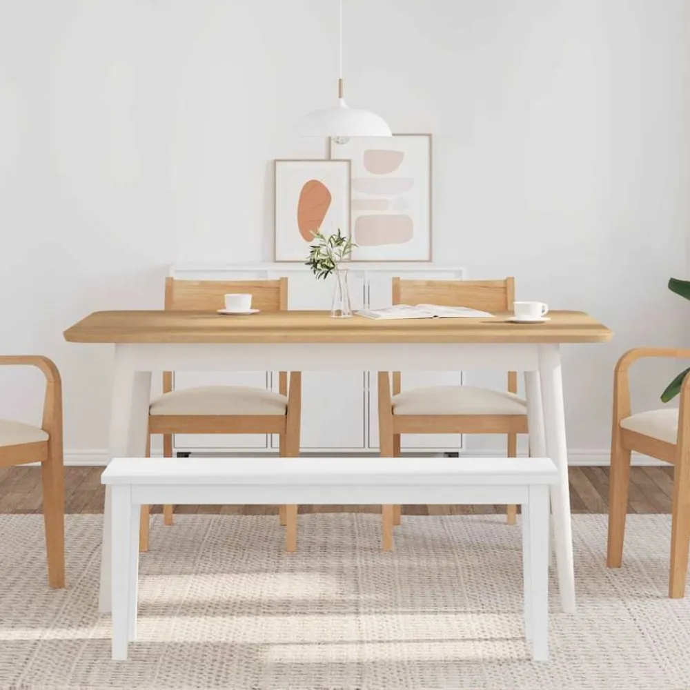 vidaXL Banco 110 cm madera maciza caucho Blanco Best