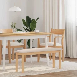vidaXL Banco 110 cm Madera Maciza Caucho Natural y claro Online