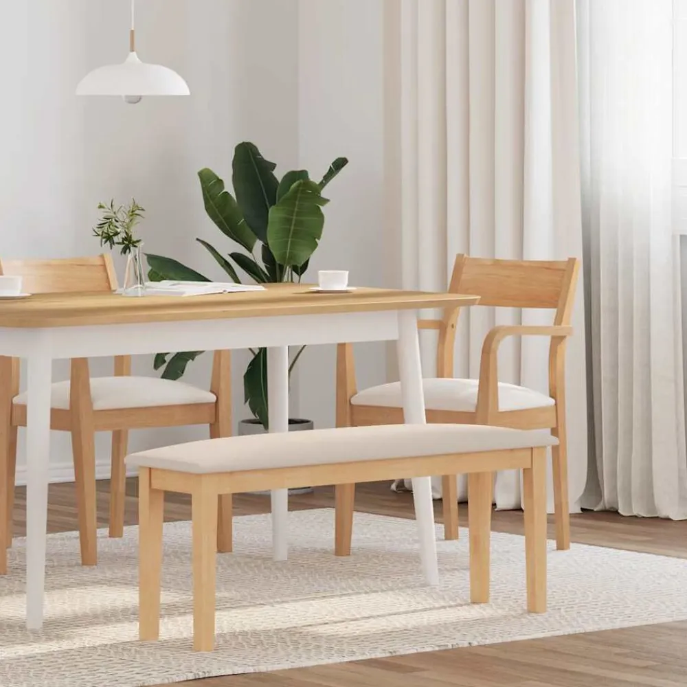 vidaXL Banco 110 cm Madera Maciza Caucho Natural y claro Online