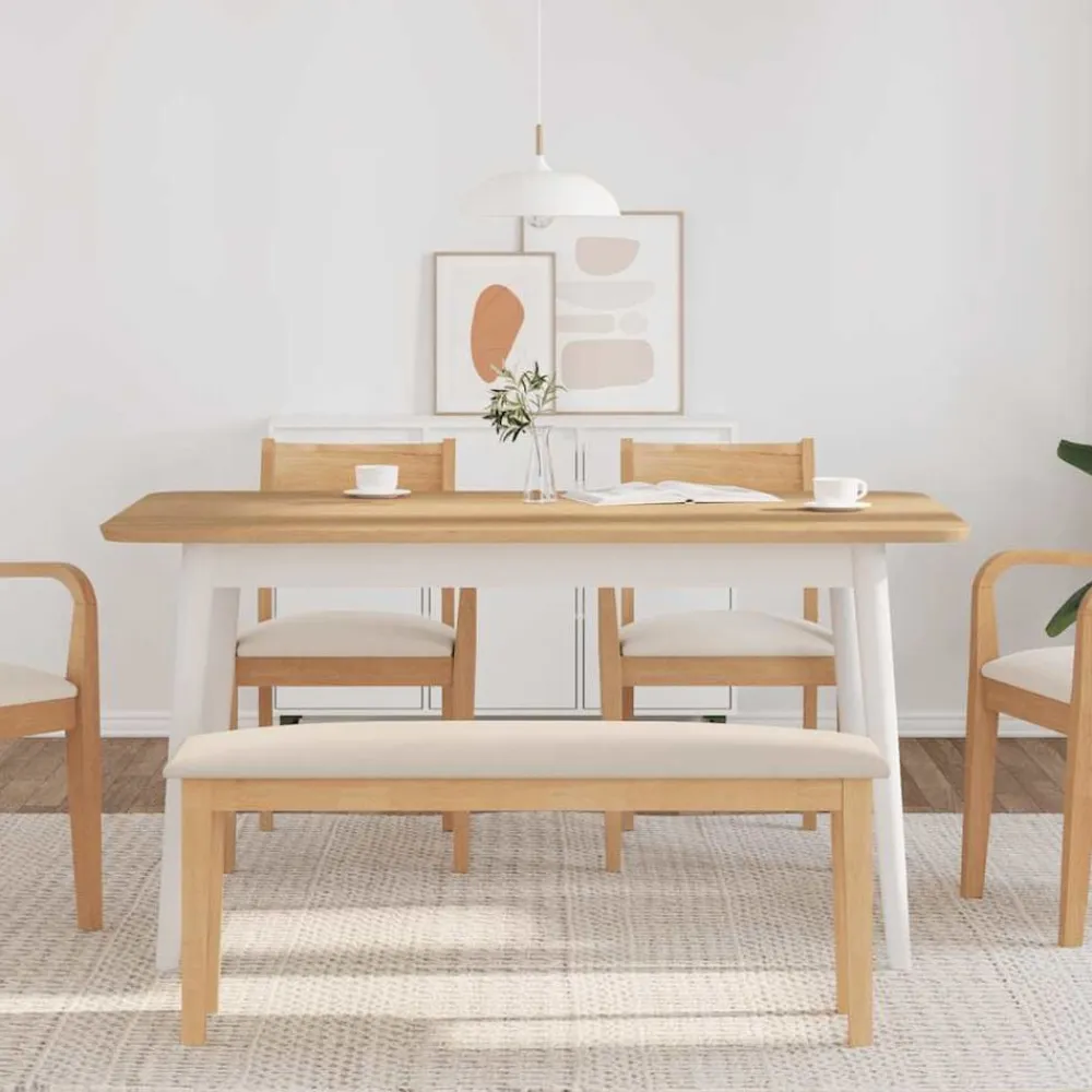 vidaXL Banco 110 cm Madera Maciza Caucho Natural y claro Online