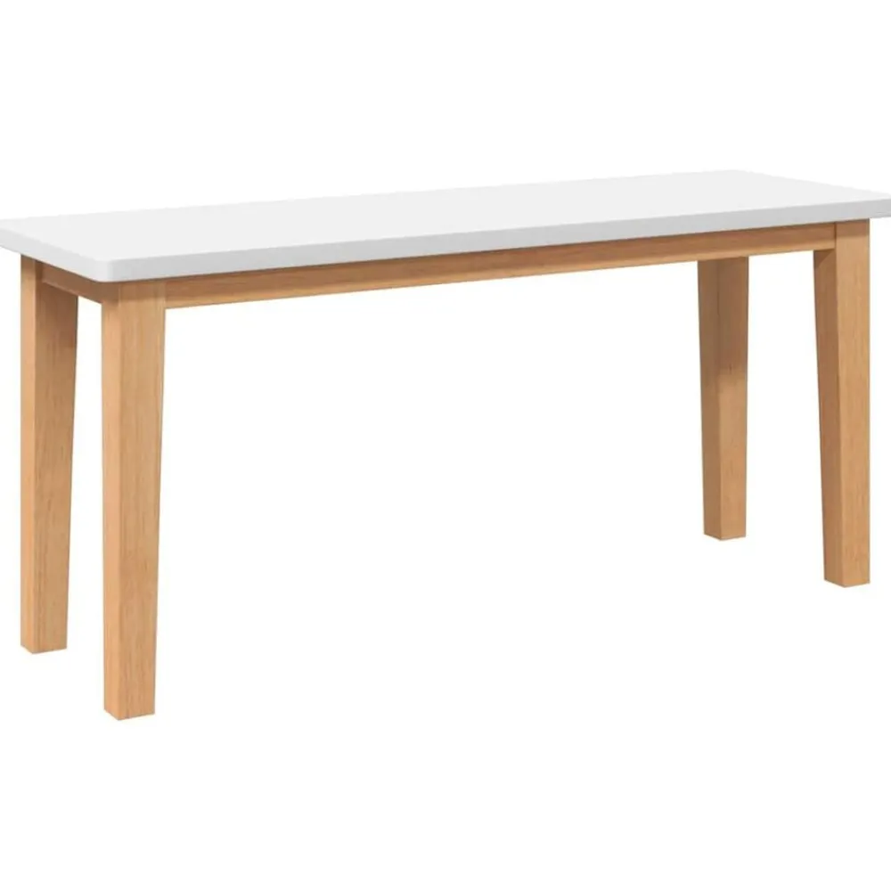 vidaXL Banco 90 cm Madera Maciza Caucho Natural y blanco Clearance