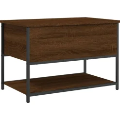 vidaXL Bancos-Banco almacenaje madera ingeniería marrón roble 70x42,5x47 cm