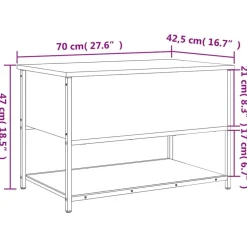 vidaXL Bancos-Banco almacenaje madera ingeniería marrón roble 70x42,5x47 cm