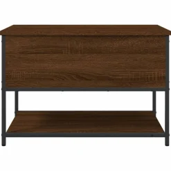 vidaXL Bancos-Banco almacenaje madera ingeniería marrón roble 70x42,5x47 cm