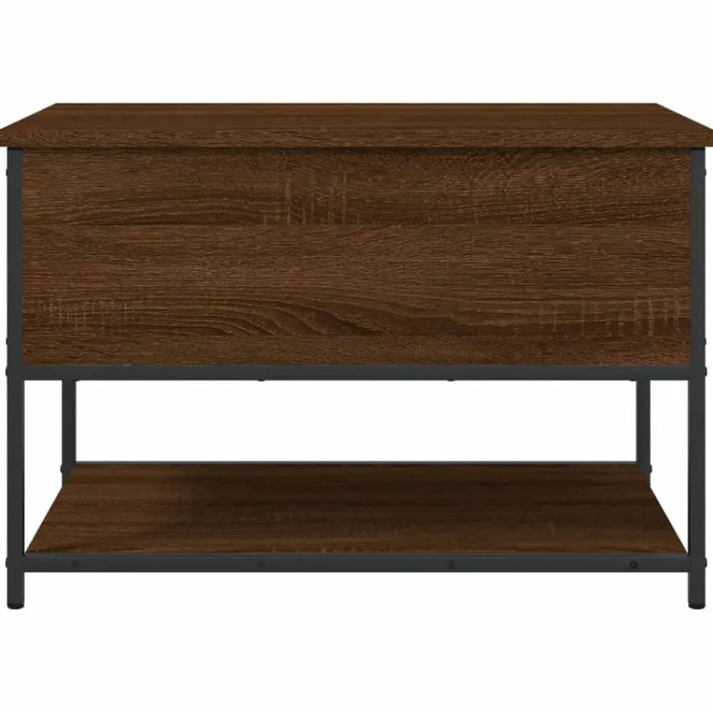 vidaXL Bancos-Banco almacenaje madera ingeniería marrón roble 70x42,5x47 cm