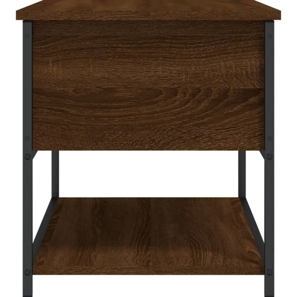 vidaXL Bancos-Banco almacenaje madera ingeniería marrón roble 70x42,5x47 cm