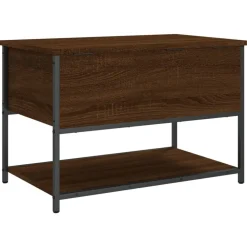 vidaXL Bancos-Banco almacenaje madera ingeniería marrón roble 70x42,5x47 cm