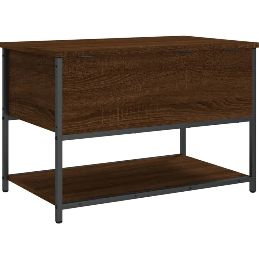 vidaXL Bancos-Banco almacenaje madera ingeniería marrón roble 70x42,5x47 cm