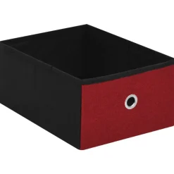 vidaXL Bancos-Banco almacenaje plegable lino sintético rojo tinto 76x38x38 cm