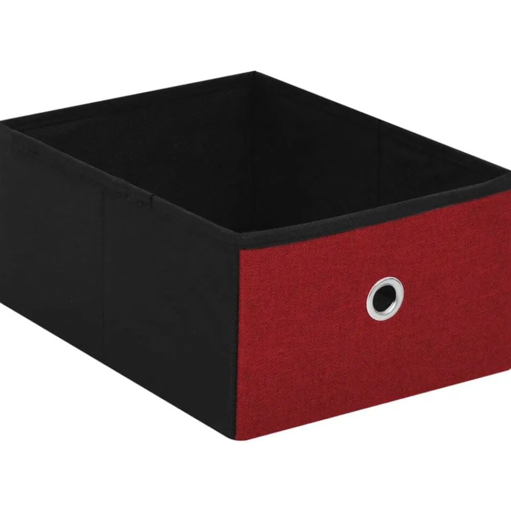 vidaXL Bancos-Banco almacenaje plegable lino sintético rojo tinto 76x38x38 cm