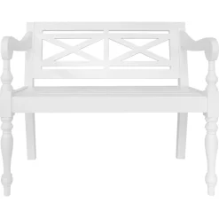 vidaXL Banco Batavia de madera maciza de caoba 98 cm Blanco
