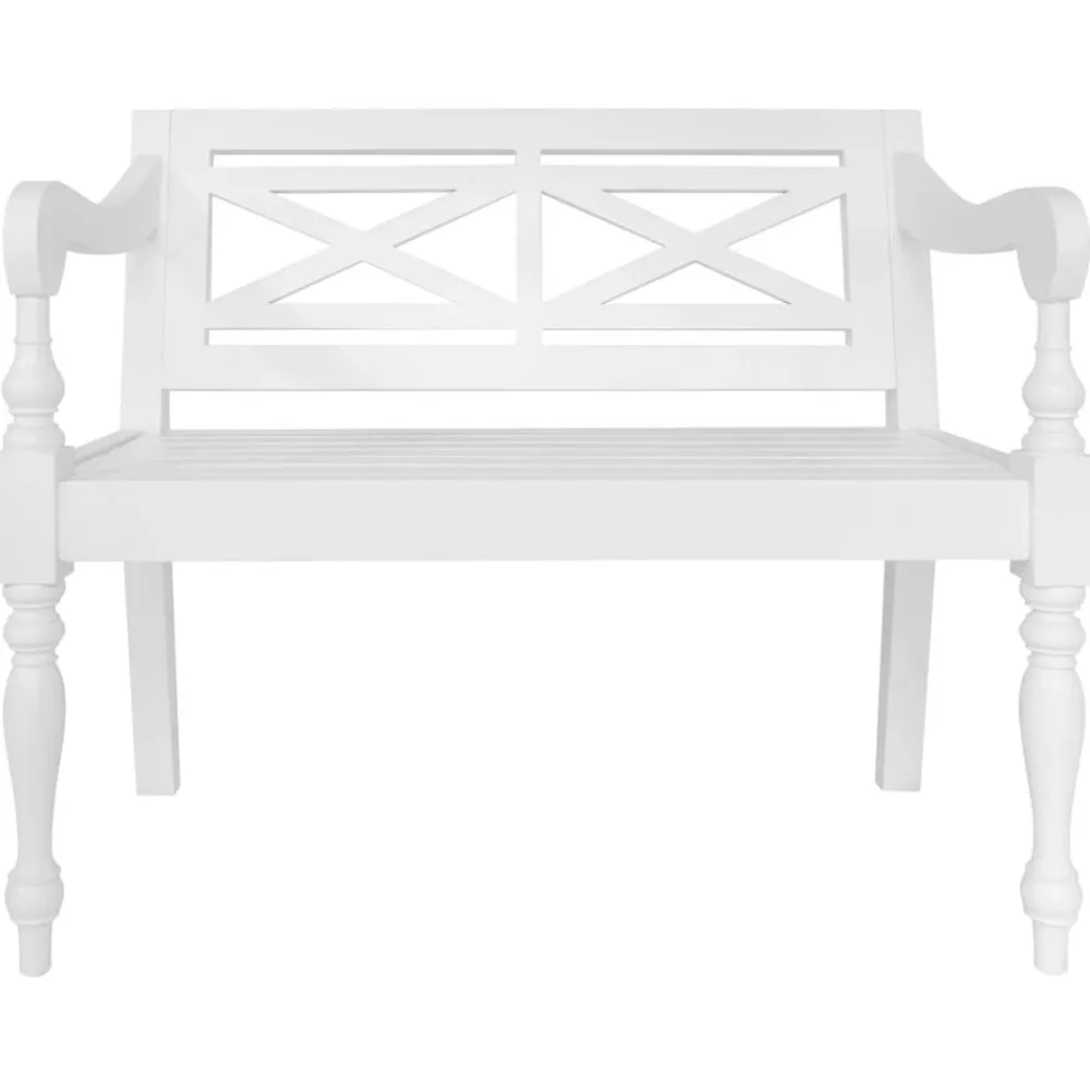 vidaXL Banco Batavia de madera maciza de caoba 98 cm Blanco