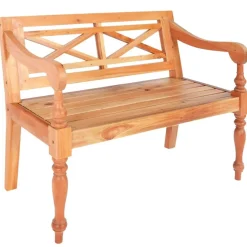 vidaXL Banco Batavia de madera maciza de caoba marrón 98 cm Marr&oacute;n claro Outlet