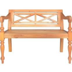 vidaXL Banco Batavia de madera maciza de caoba marrón 98 cm Marr&oacute;n claro Outlet