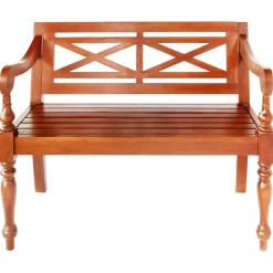 vidaXL Bancos-Banco Batavia madera maciza de caoba marrón oscuro 98 cm