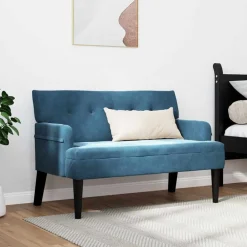 vidaXL Banco Chesterfield 112 x 65,5 x 75 cm Terciopelo Azul New