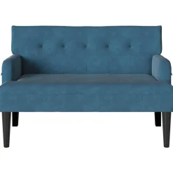 vidaXL Banco Chesterfield 112 x 65,5 x 75 cm Terciopelo Azul New
