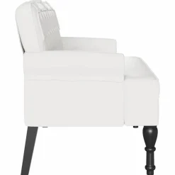 vidaXL Banco Chesterfield 119,5 x 64,5 x 75 cm Cuero sintético White Clearance