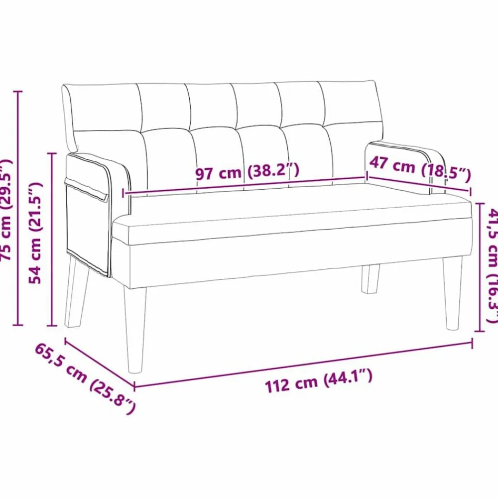 vidaXL Bancos-Banco Chesterfield 112 x 65,5 x 75 cm Terciopelo