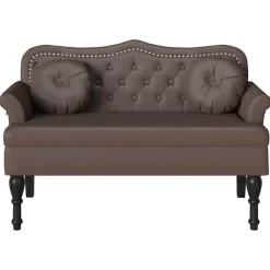 vidaXL Banco Chesterfield Marrón 120.5 x 65 x 75 cm Cuero sintético Marr&oacute;n Best