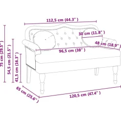 vidaXL Banco Chesterfield 120.5 x 65 x 75 cm Cuero sintético Crema Discount