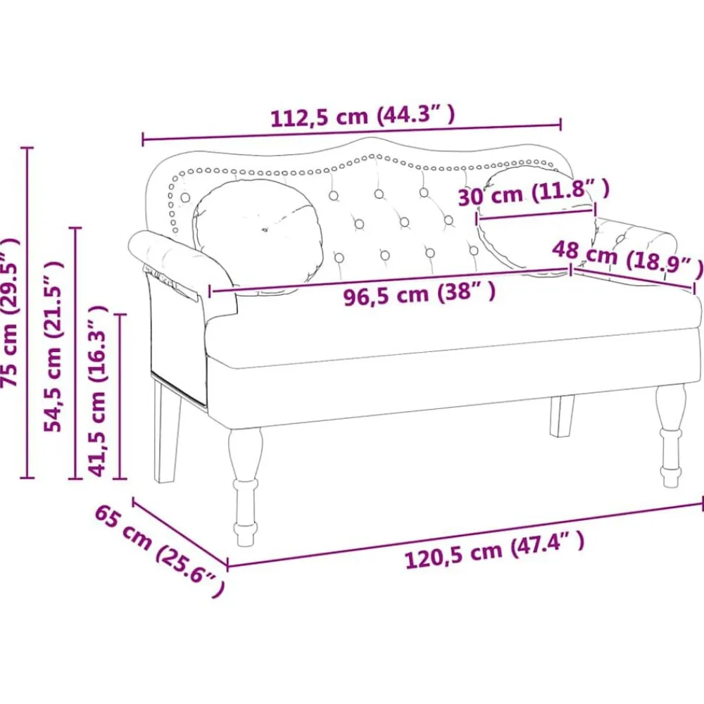vidaXL Banco Chesterfield 120.5 x 65 x 75 cm Cuero sintético Crema Discount