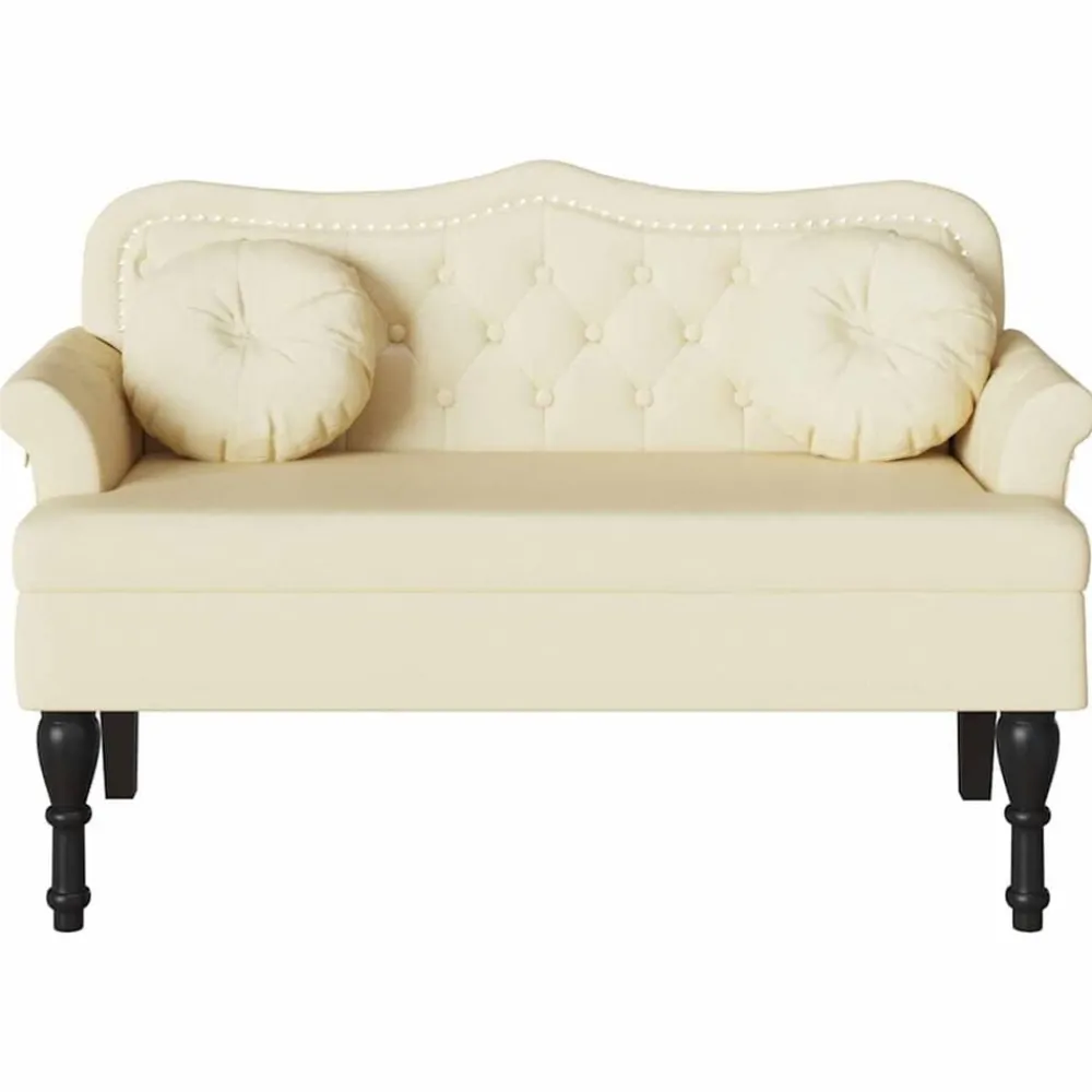 vidaXL Banco Chesterfield 120.5 x 65 x 75 cm Cuero sintético Crema Discount