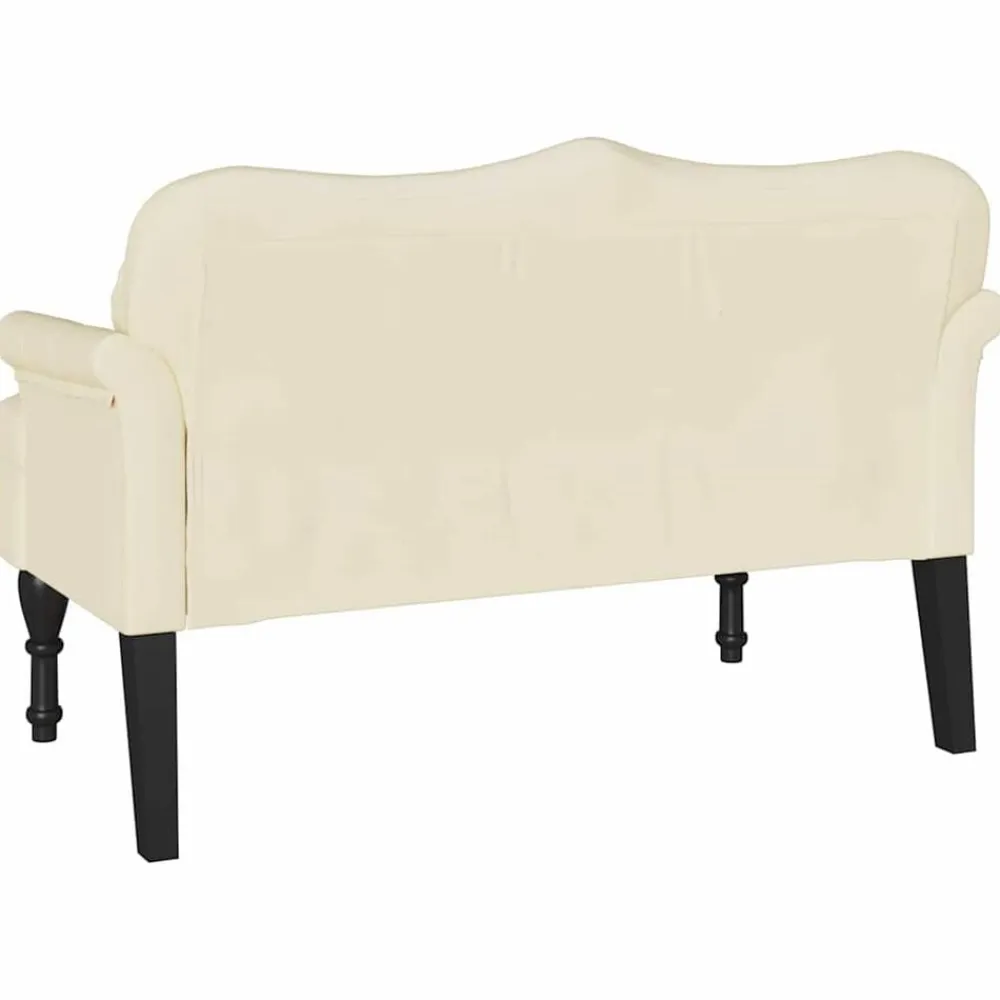 vidaXL Banco Chesterfield 120.5 x 65 x 75 cm Cuero sintético Crema Discount