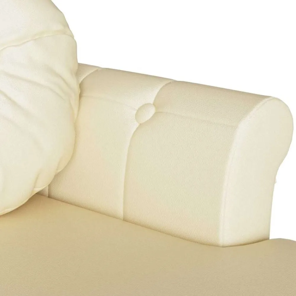 vidaXL Banco Chesterfield 120.5 x 65 x 75 cm Cuero sintético Crema Discount
