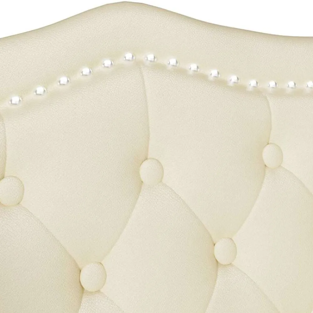 vidaXL Banco Chesterfield 120.5 x 65 x 75 cm Cuero sintético Crema Discount