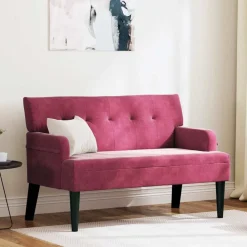 vidaXL Bancos-Banco Chesterfield Rojo vino 112 x 65,5 x 75 cm Terciopelo