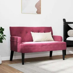 vidaXL Bancos-Banco Chesterfield Rojo vino 112 x 65,5 x 75 cm Terciopelo