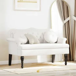 vidaXL Bancos-Banco Chesterfield con cojín 120.5 x 65 x 75 cm Cuero sintético
