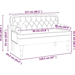 vidaXL Bancos-Banco Chesterfield Marrón 119,5 x 64,5 x 75 cm Cuero sintético