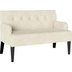 vidaXL Banco Chesterfield 112 x 65,5 x 75 cm Terciopelo Crema New